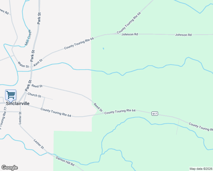 map of restaurants, bars, coffee shops, grocery stores, and more near 2762 Edson Road in Sinclairville