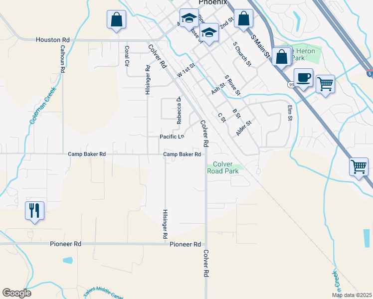 map of restaurants, bars, coffee shops, grocery stores, and more near 1404 Camp Baker Road in Phoenix