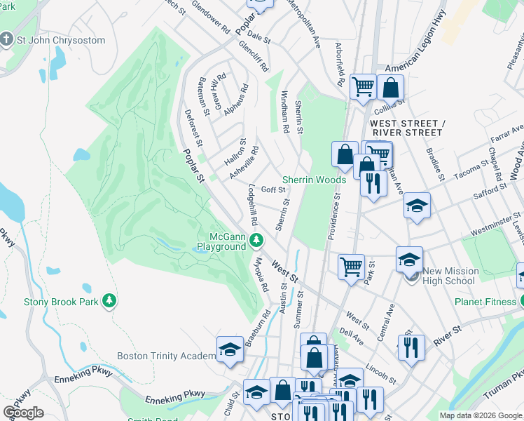 map of restaurants, bars, coffee shops, grocery stores, and more near 35 Magee Street in Boston