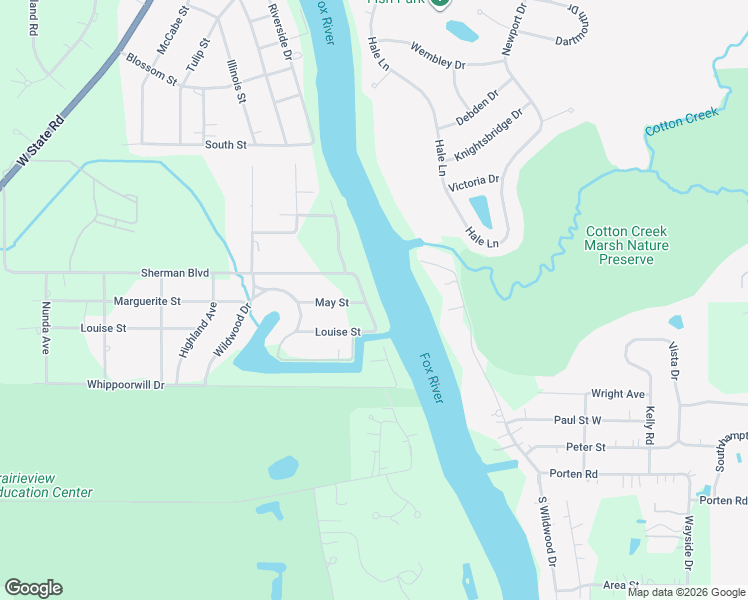 map of restaurants, bars, coffee shops, grocery stores, and more near 4444 Riverside Drive in Crystal Lake