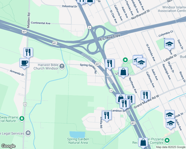 map of restaurants, bars, coffee shops, grocery stores, and more near 2284 Bethlehem Avenue in Windsor