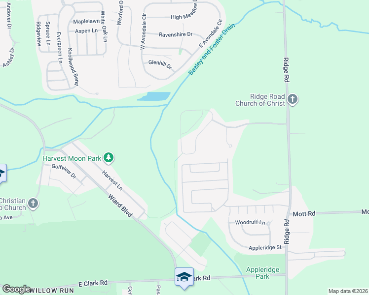 map of restaurants, bars, coffee shops, grocery stores, and more near 1609 Weeping Willow Court in Superior Township