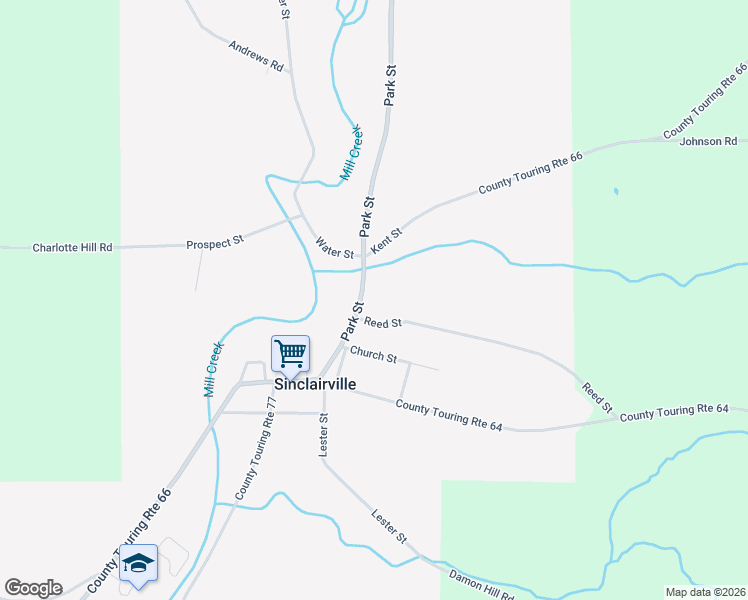 map of restaurants, bars, coffee shops, grocery stores, and more near 34 County Road 49 in Sinclairville