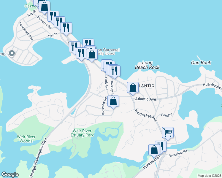 map of restaurants, bars, coffee shops, grocery stores, and more near 20 Berkley Road in Hull