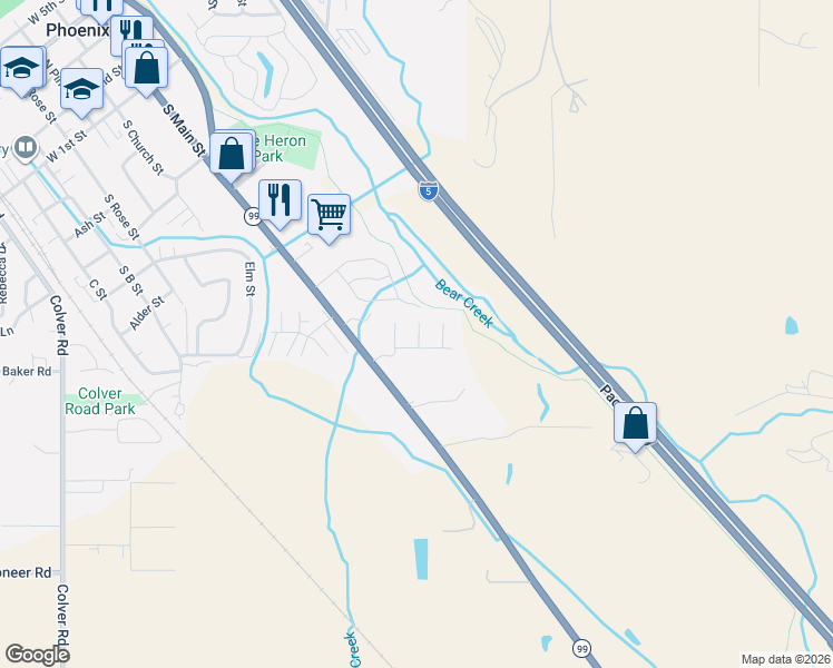 map of restaurants, bars, coffee shops, grocery stores, and more near 4729 South Pacific Highway in Phoenix