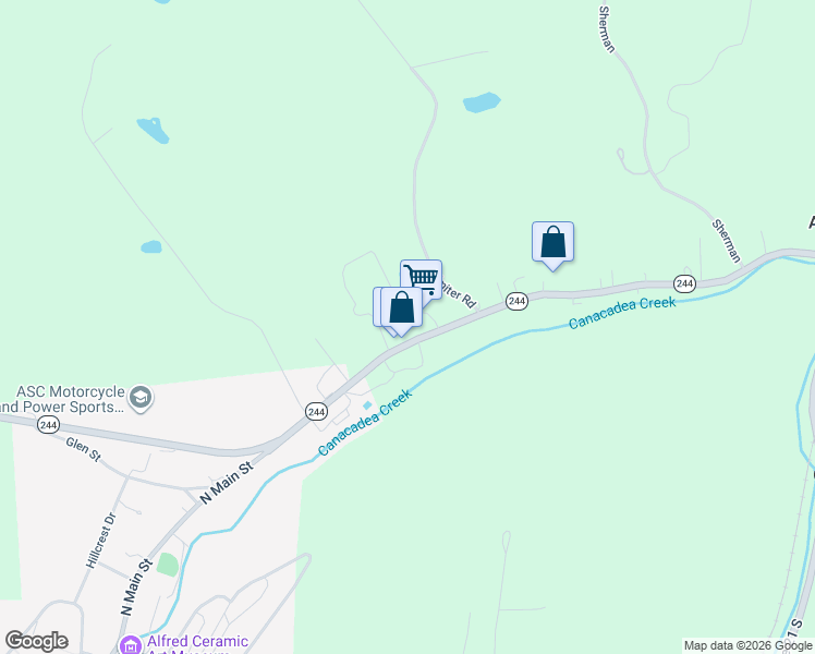 map of restaurants, bars, coffee shops, grocery stores, and more near 900 State Route 244 in Alfred Station