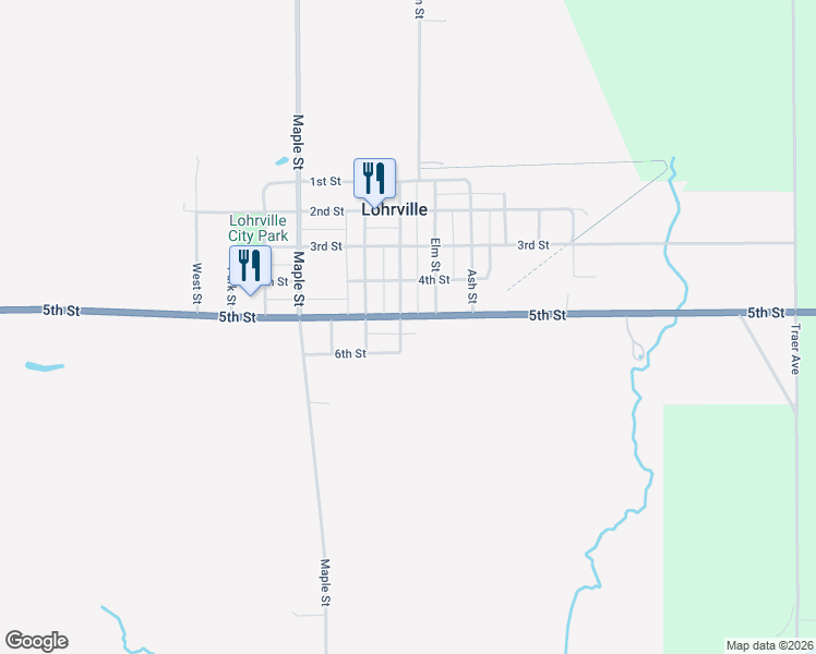 map of restaurants, bars, coffee shops, grocery stores, and more near 601 5th Street in Lohrville
