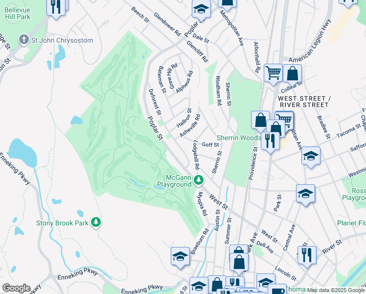 map of restaurants, bars, coffee shops, grocery stores, and more near 37 Deforest Street in Boston