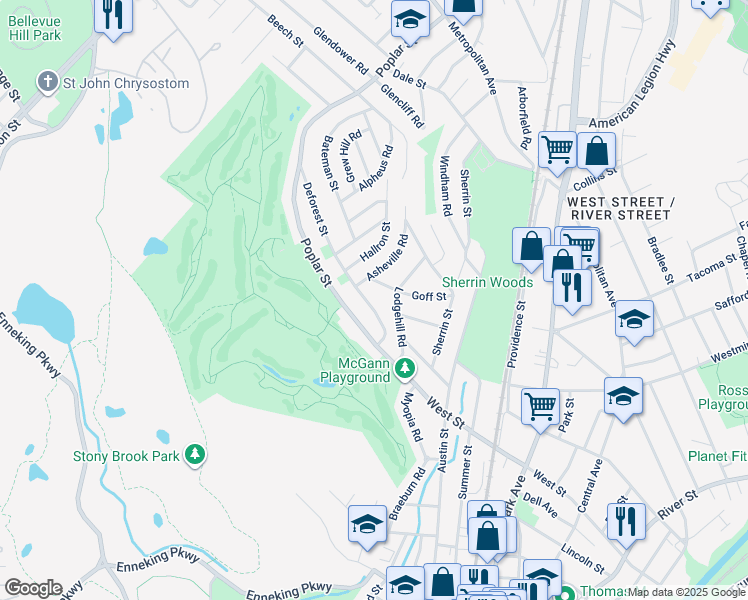 map of restaurants, bars, coffee shops, grocery stores, and more near 37 Deforest Street in Boston