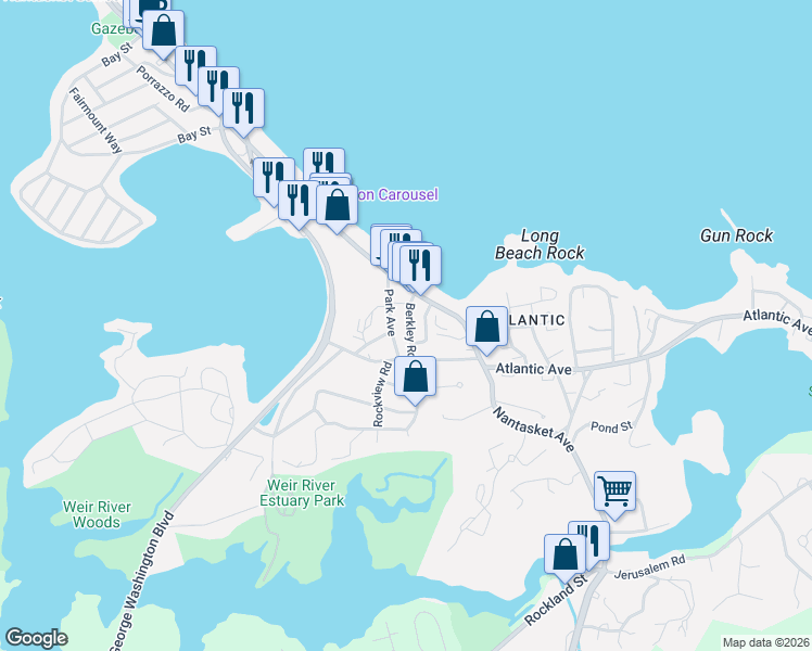 map of restaurants, bars, coffee shops, grocery stores, and more near 20 Berkley Road in Hull