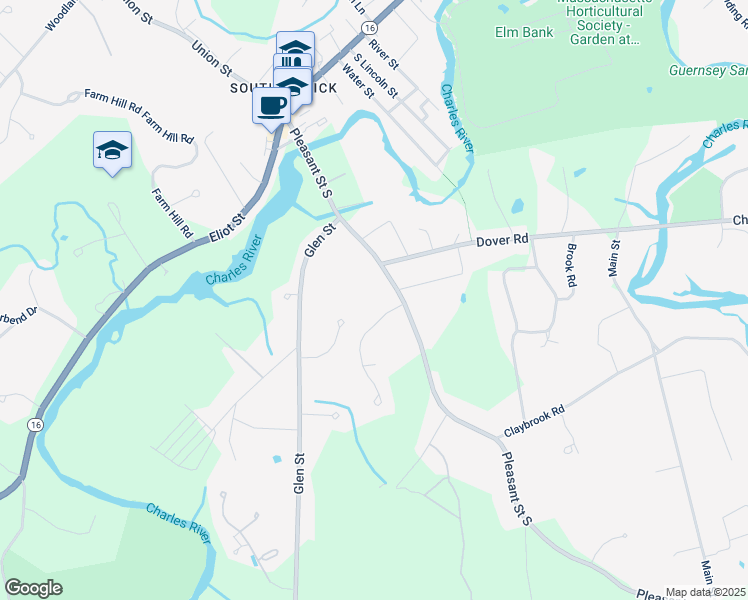 map of restaurants, bars, coffee shops, grocery stores, and more near 7 Cordial Way in Natick