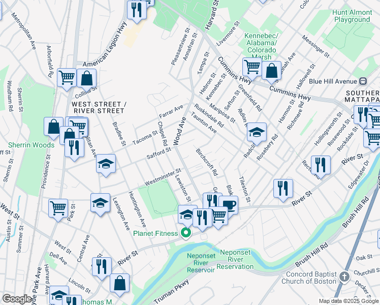 map of restaurants, bars, coffee shops, grocery stores, and more near 10 Geraghty Terrace in Boston