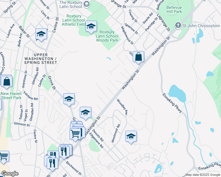 map of restaurants, bars, coffee shops, grocery stores, and more near 25 Weymouth Avenue in Boston