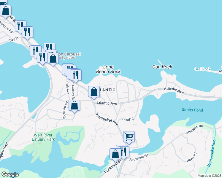 map of restaurants, bars, coffee shops, grocery stores, and more near 29 Valley Beach Avenue in Hull