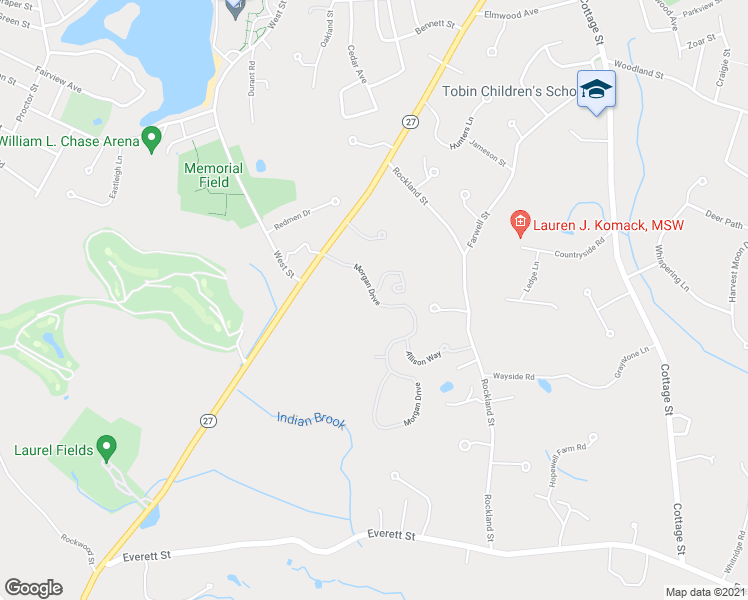 map of restaurants, bars, coffee shops, grocery stores, and more near 2 Morgan Drive in Natick