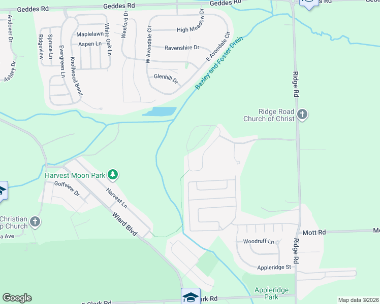 map of restaurants, bars, coffee shops, grocery stores, and more near 1609 Weeping Willow Court in Superior Township