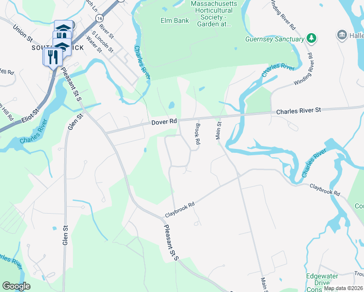 map of restaurants, bars, coffee shops, grocery stores, and more near 15 Meadowbrook Road in Dover