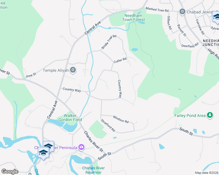 map of restaurants, bars, coffee shops, grocery stores, and more near 48 Scott Road in Needham