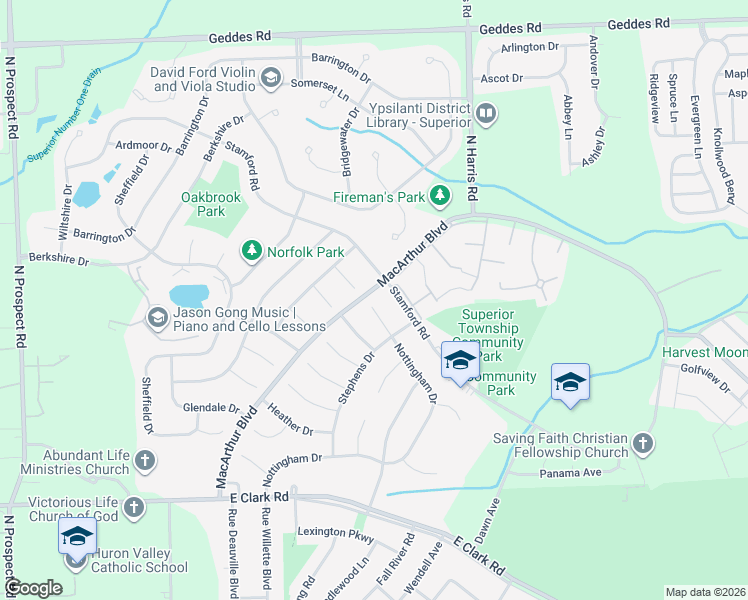map of restaurants, bars, coffee shops, grocery stores, and more near 8631 Kingston Court in Superior Charter Township