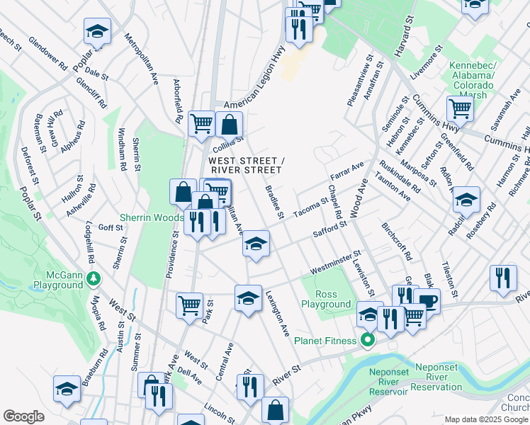 map of restaurants, bars, coffee shops, grocery stores, and more near 328 Huntington Avenue in Boston