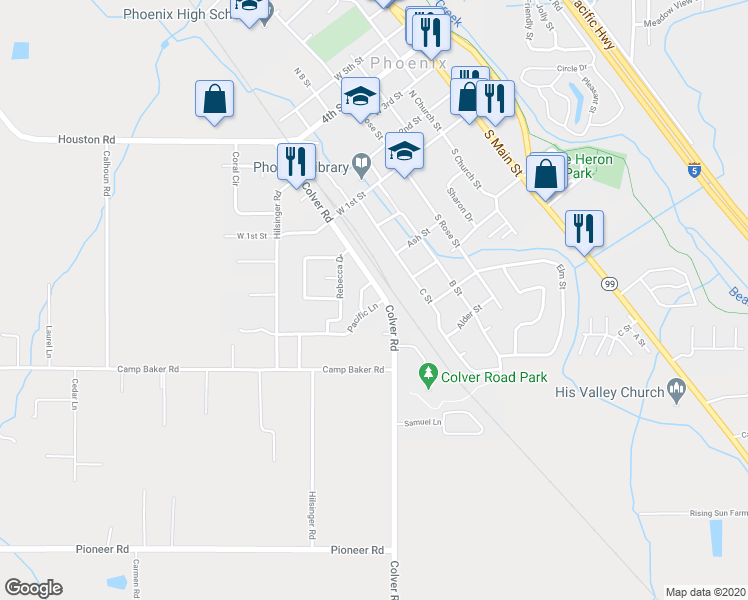map of restaurants, bars, coffee shops, grocery stores, and more near 1300 Pacific Lane in Phoenix