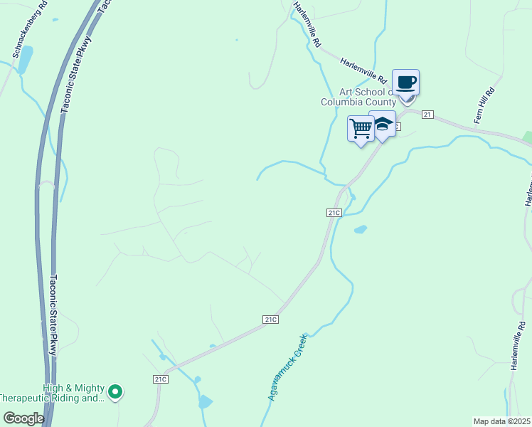 map of restaurants, bars, coffee shops, grocery stores, and more near 62-49 May Hill Road in Ghent