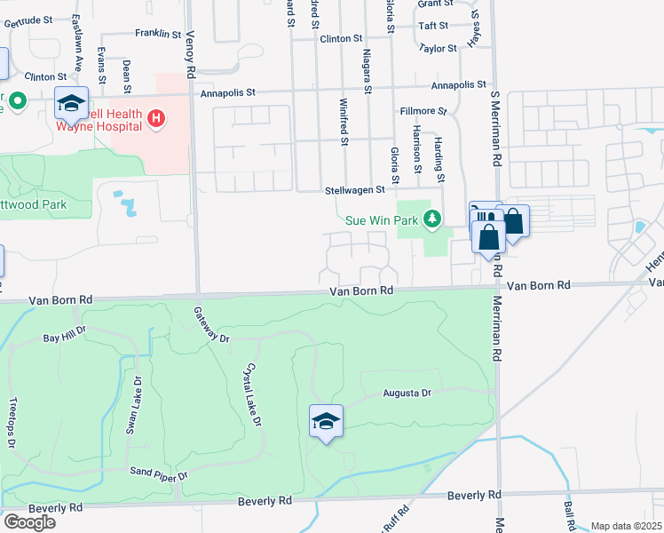 map of restaurants, bars, coffee shops, grocery stores, and more near 5765 West Hickory Hollow Street in Wayne