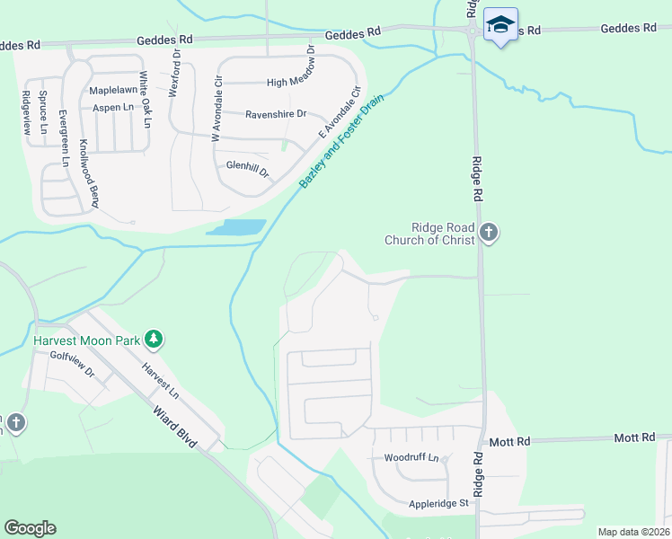 map of restaurants, bars, coffee shops, grocery stores, and more near 1737 Weeping Willow Court in Superior Charter Township