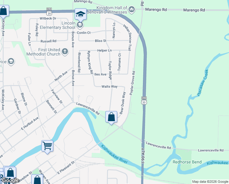 map of restaurants, bars, coffee shops, grocery stores, and more near 301 Taylor Ridge in Belvidere