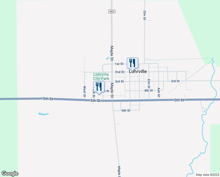 map of restaurants, bars, coffee shops, grocery stores, and more near 306 Maple Street in Lohrville