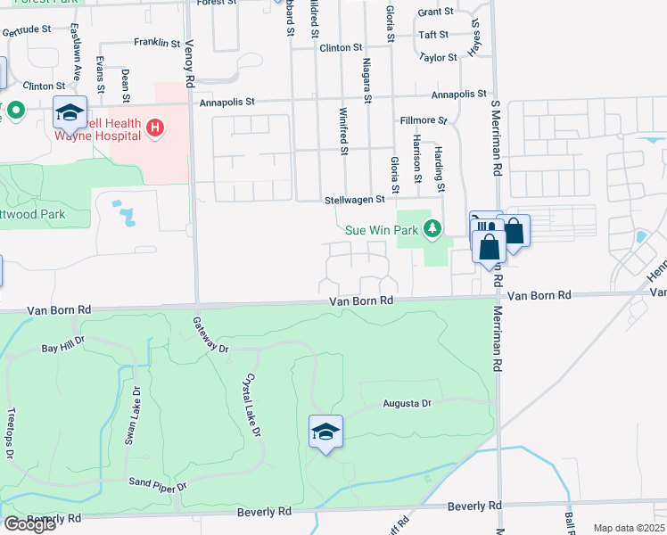 map of restaurants, bars, coffee shops, grocery stores, and more near 5765 West Hickory Hollow Street in Wayne