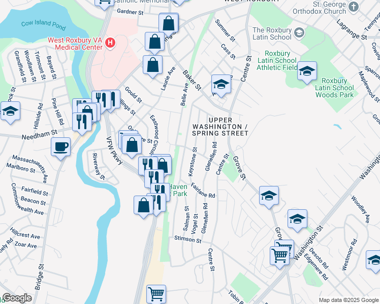 map of restaurants, bars, coffee shops, grocery stores, and more near 40 Northdale Road in Boston
