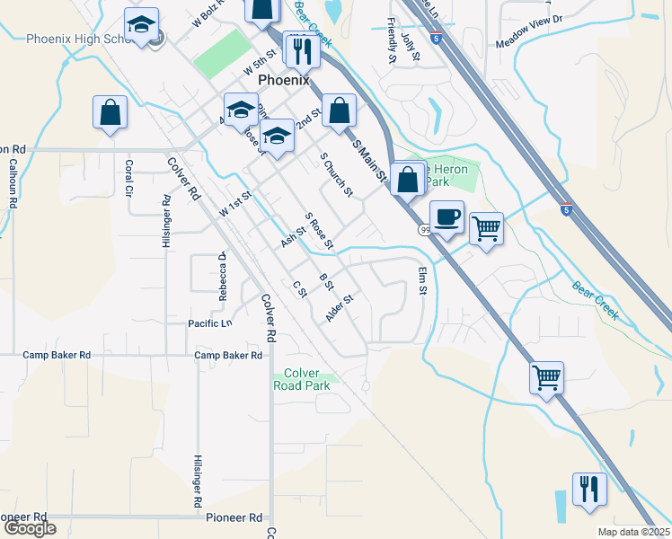 map of restaurants, bars, coffee shops, grocery stores, and more near 210 Elm Street in Phoenix