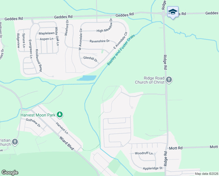 map of restaurants, bars, coffee shops, grocery stores, and more near 1713 Weeping Willow Court in Superior Charter Township