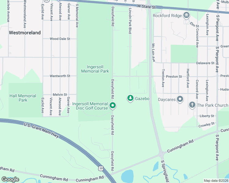 map of restaurants, bars, coffee shops, grocery stores, and more near 618 Daisyfield Road in Rockford