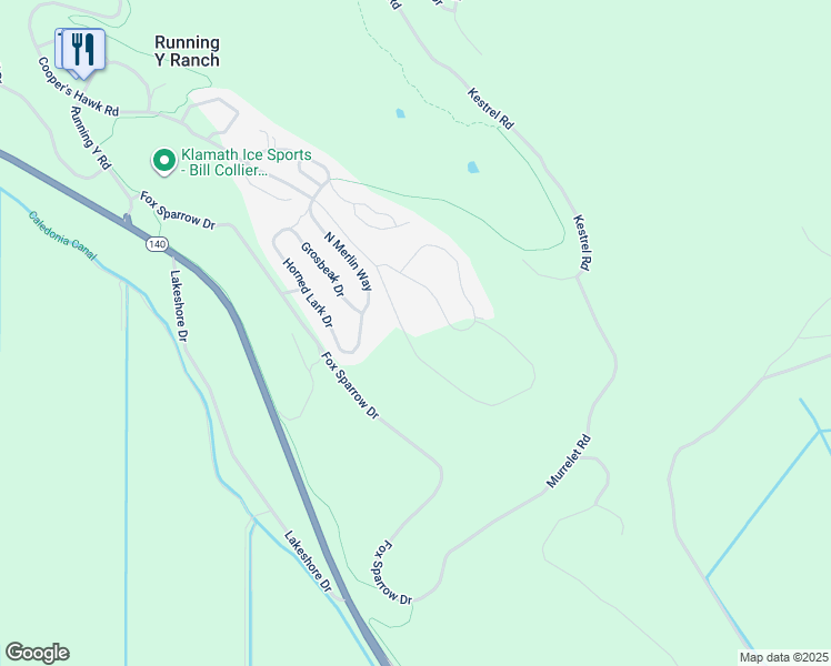 map of restaurants, bars, coffee shops, grocery stores, and more near 4735 Cooper's Hawk Road in Klamath Falls