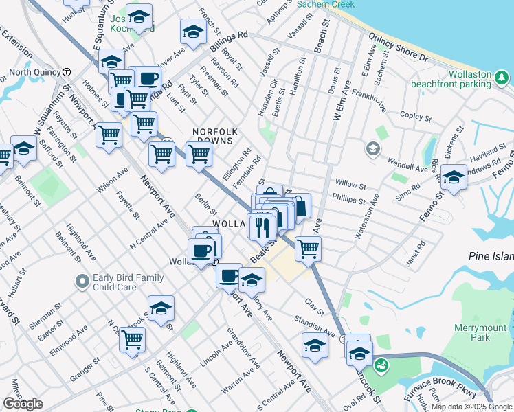 map of restaurants, bars, coffee shops, grocery stores, and more near in 