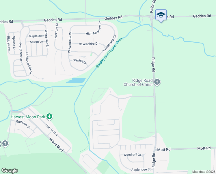 map of restaurants, bars, coffee shops, grocery stores, and more near 1737 Weeping Willow Court in Superior Charter Township
