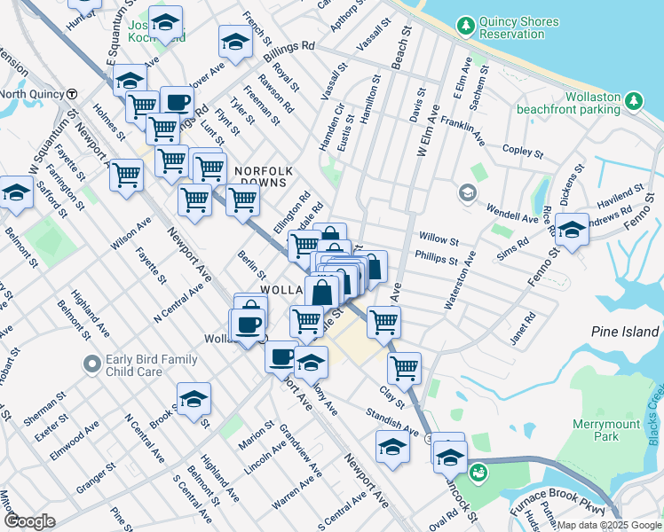map of restaurants, bars, coffee shops, grocery stores, and more near in 