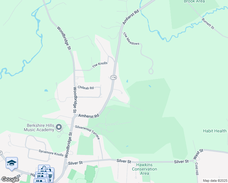 map of restaurants, bars, coffee shops, grocery stores, and more near 67 Amherst Road in South Hadley