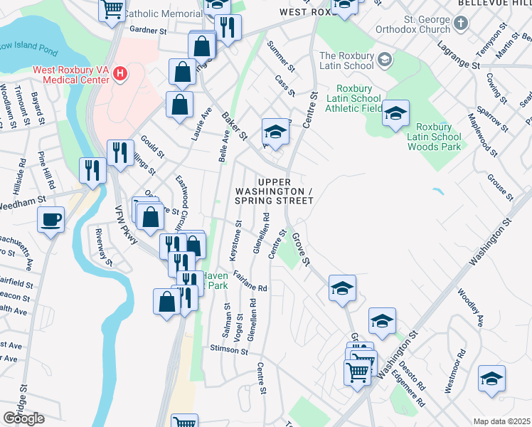 map of restaurants, bars, coffee shops, grocery stores, and more near 29 Glenellen Road in Boston