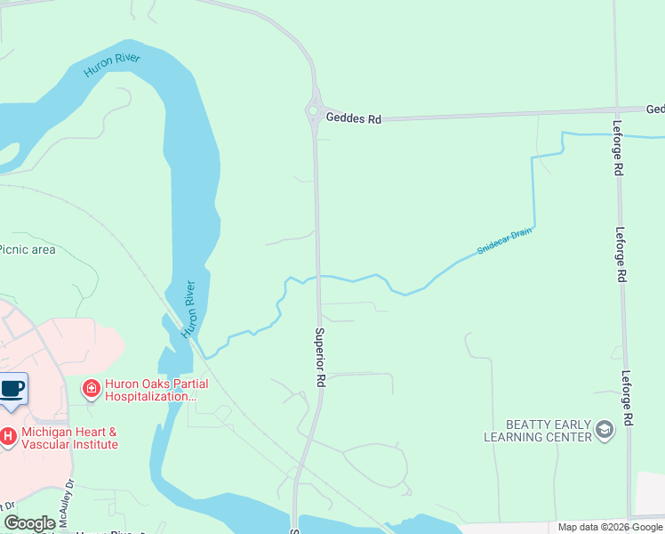 map of restaurants, bars, coffee shops, grocery stores, and more near 1846 Superior Road in Superior Charter Township