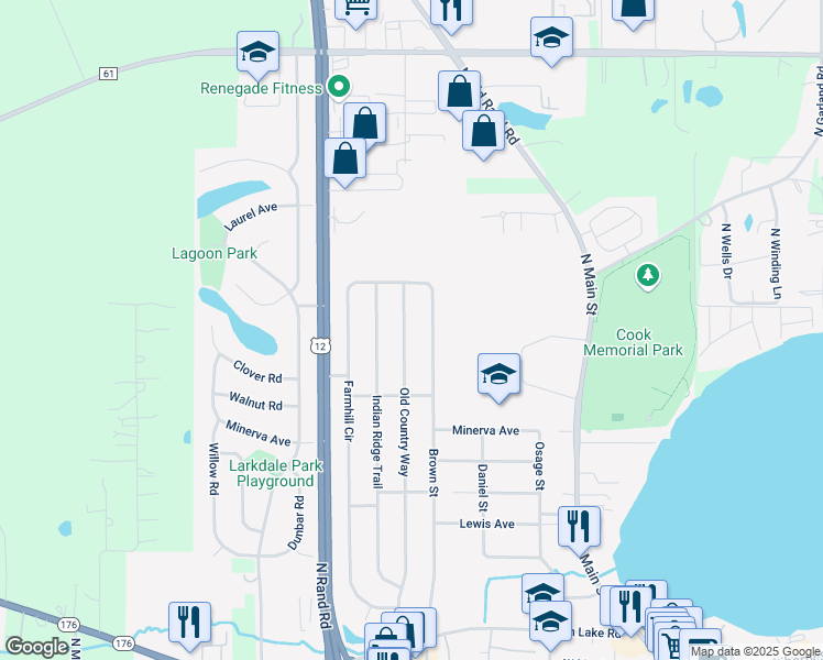 map of restaurants, bars, coffee shops, grocery stores, and more near 520 Old Country Way in Wauconda