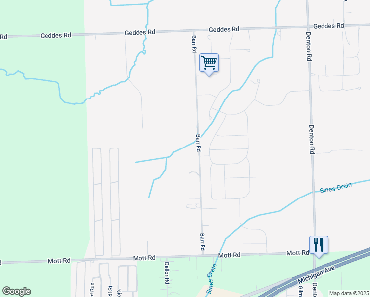 map of restaurants, bars, coffee shops, grocery stores, and more near 4868 Barr Road in Canton