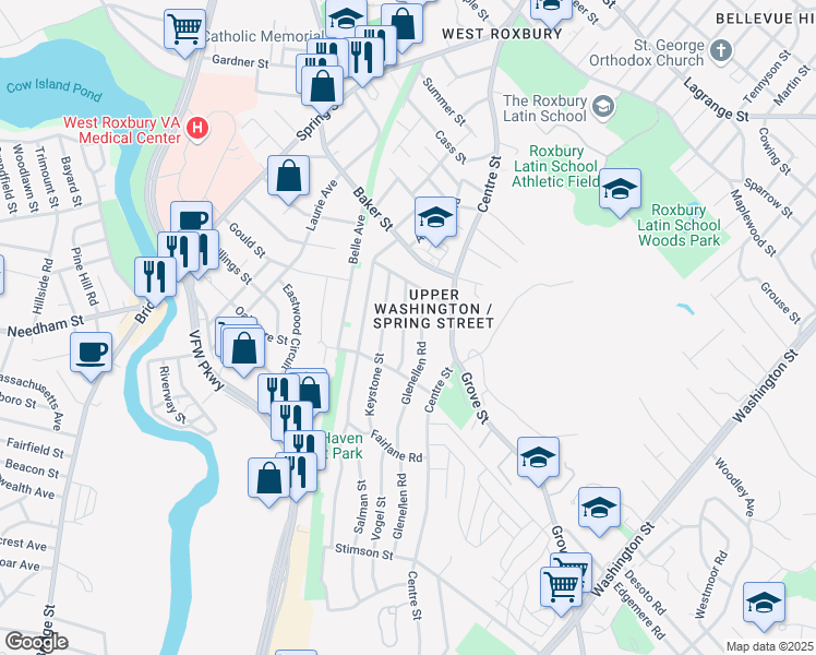 map of restaurants, bars, coffee shops, grocery stores, and more near in Boston