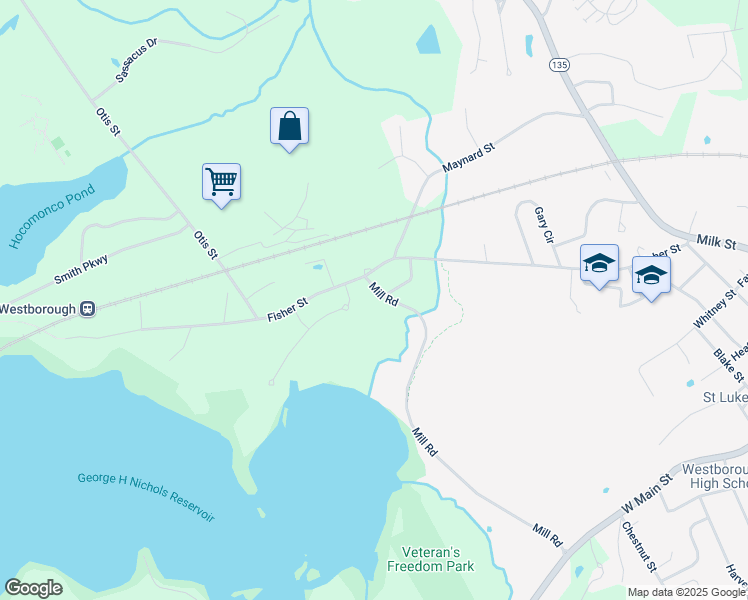 map of restaurants, bars, coffee shops, grocery stores, and more near 60 Mill Rd in Westborough