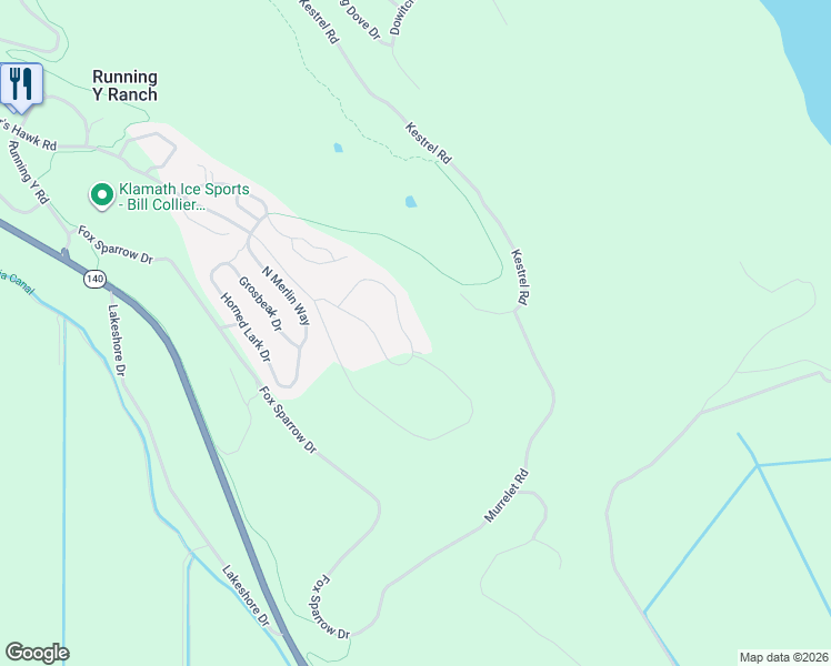 map of restaurants, bars, coffee shops, grocery stores, and more near 4617 Marsh Hawk Drive in Klamath Falls