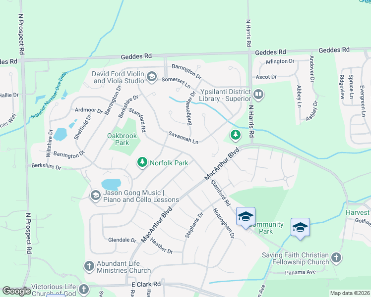 map of restaurants, bars, coffee shops, grocery stores, and more near 1151 Stamford Road in Superior Charter Township