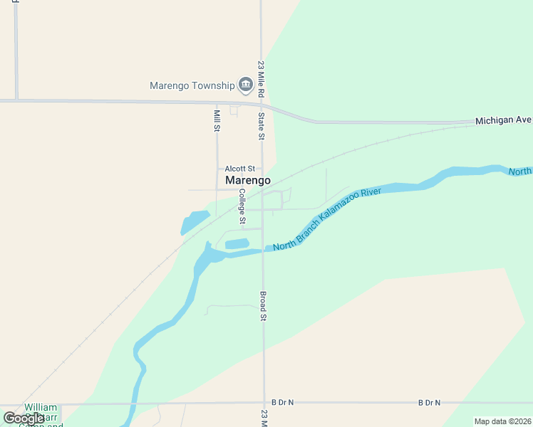 map of restaurants, bars, coffee shops, grocery stores, and more near 214 23 Mile Road in Albion