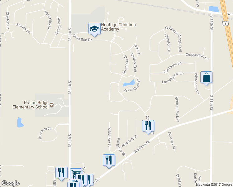 map of restaurants, bars, coffee shops, grocery stores, and more near 2012 Quail Run Drive in Kalamazoo